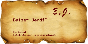 Balzer Jenő névjegykártya